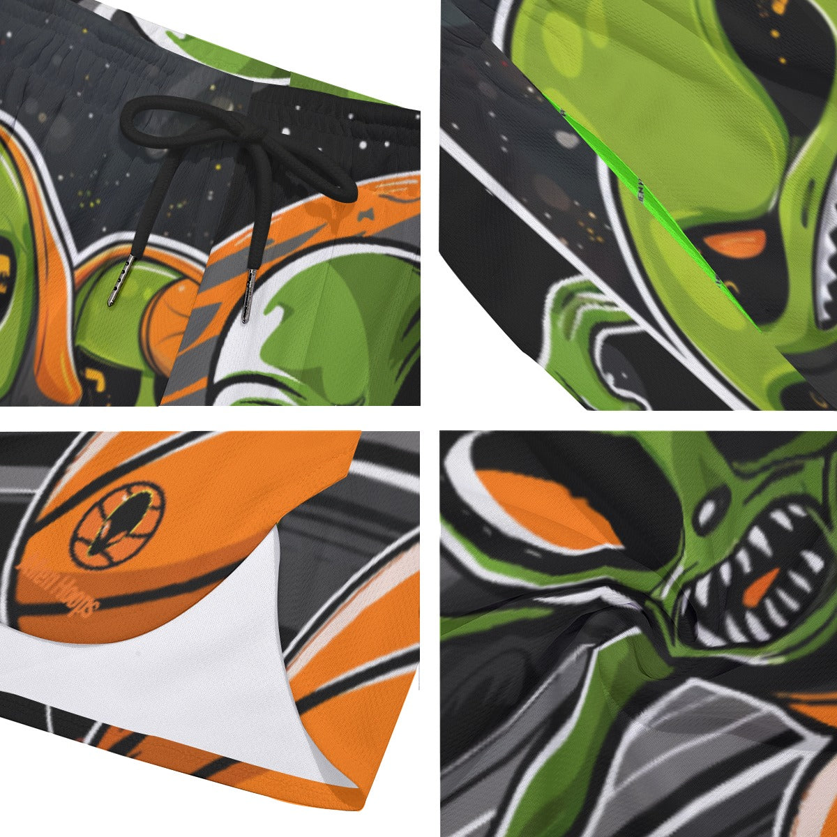 Training Shorts, Side Slit Sports Shorts, Alien Hoops Performance Shorts