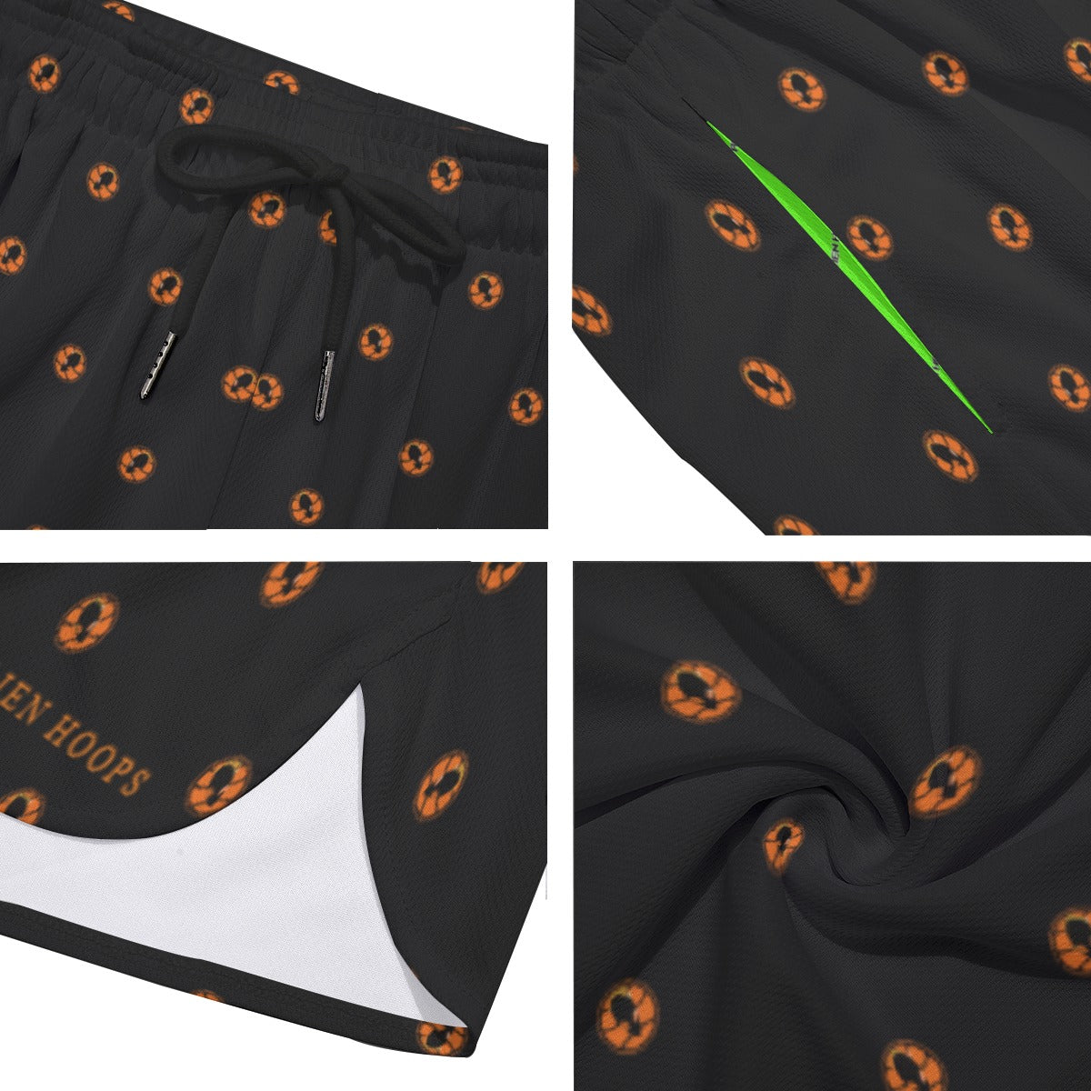 Training Shorts, Side Slit Sports Shorts, Alien Hoops Performance Shorts