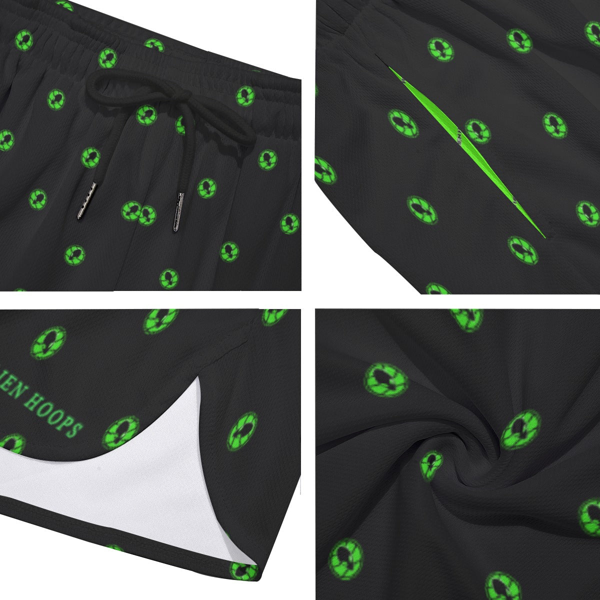 Training Shorts, Side Slit Sports Shorts, Alien Hoops Performance Shorts