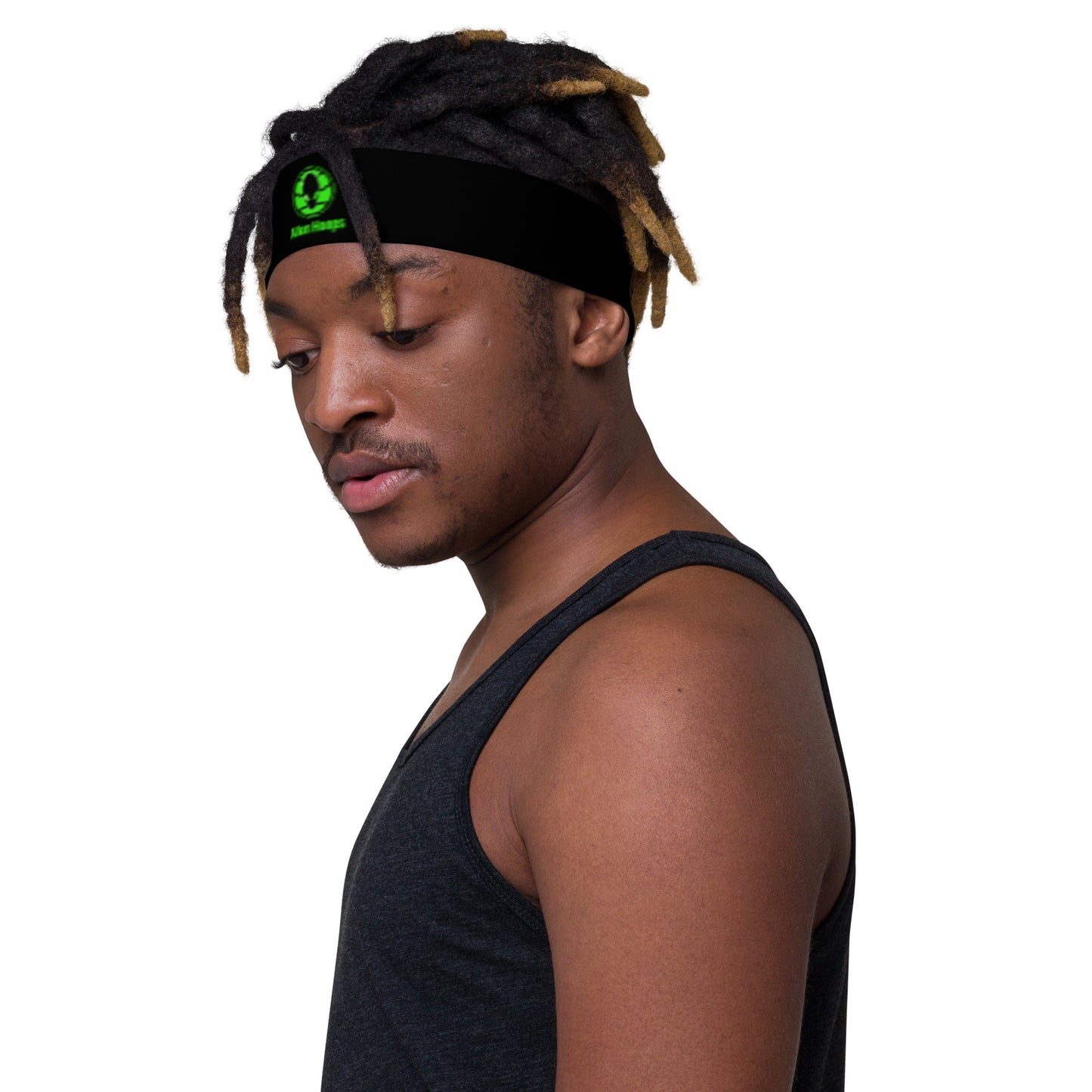 alien hoops headband, head gear, sweatband, white sweatband, side view left side