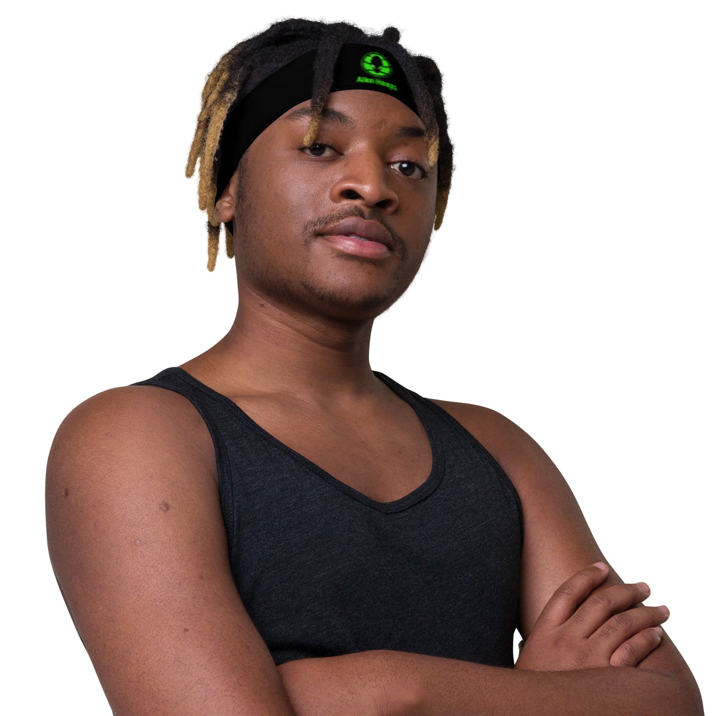 alien hoops headband, head gear, sweatband, white sweatband, frontal view 2