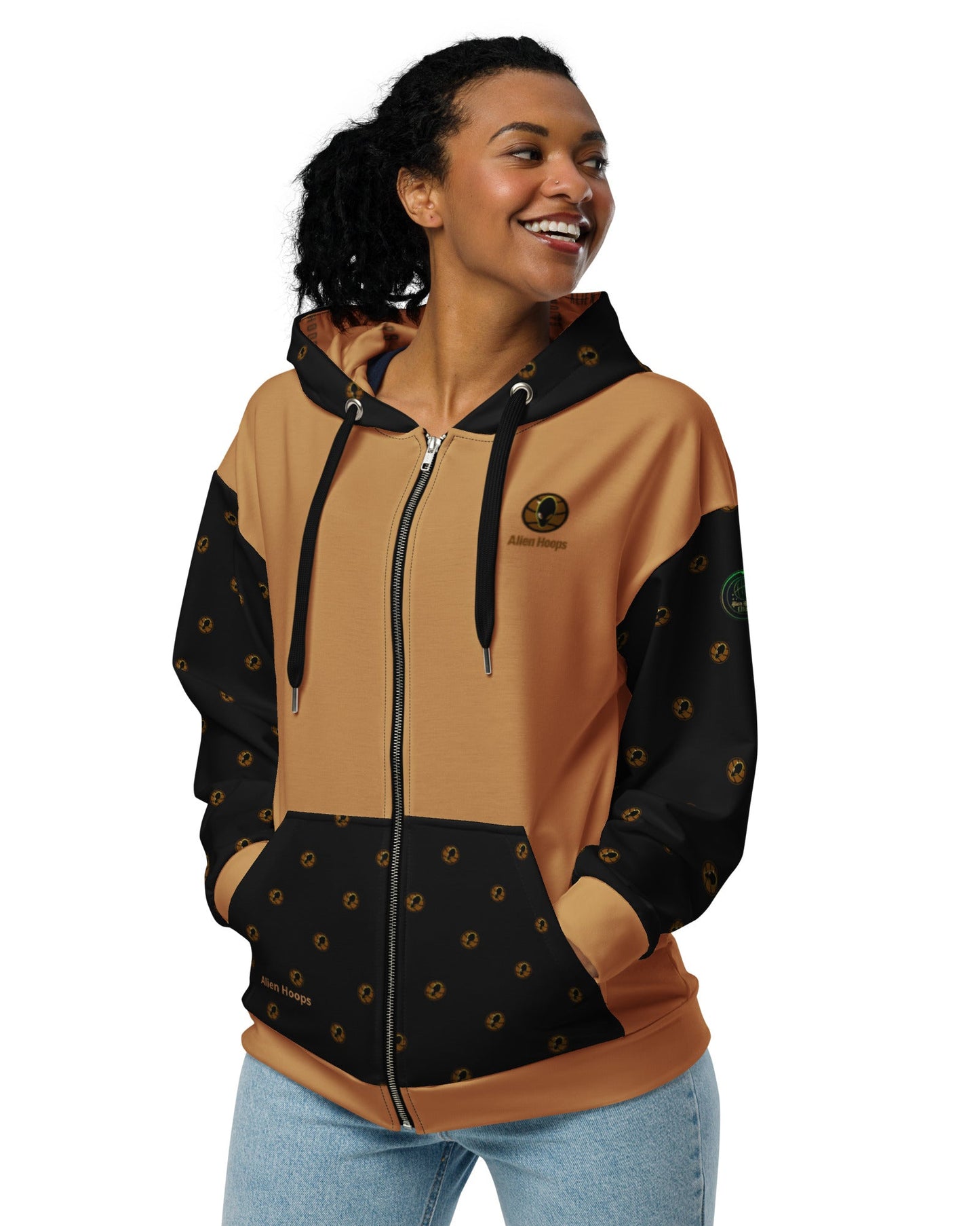Alien Tech Apparel, basketball jogging suit, jogger set, Zip Hoodie, Hoodie, model 4