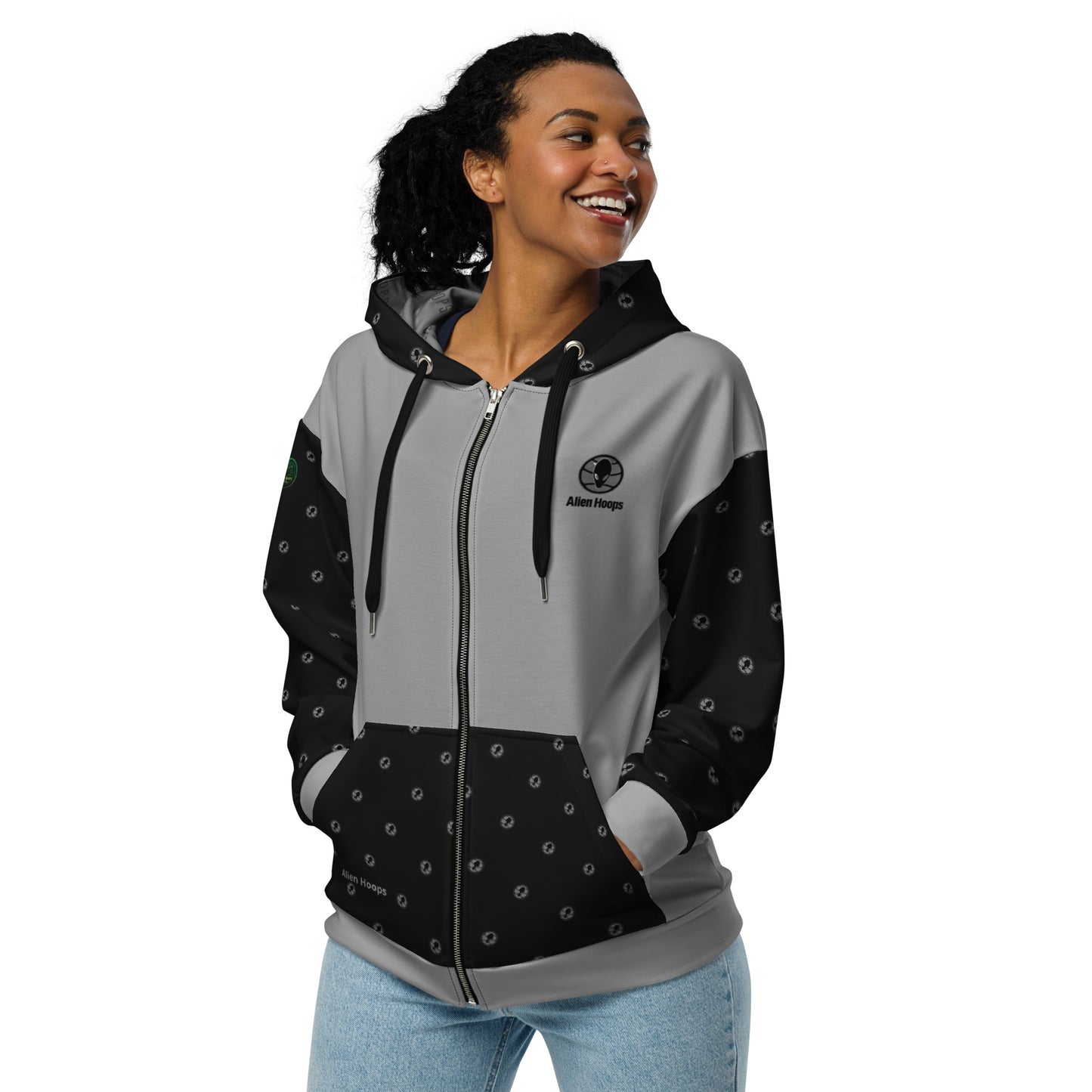 Alien Tech Apparel, basketball jogging suit, jogger set, Zip Hoodie, Hoodie, model 2