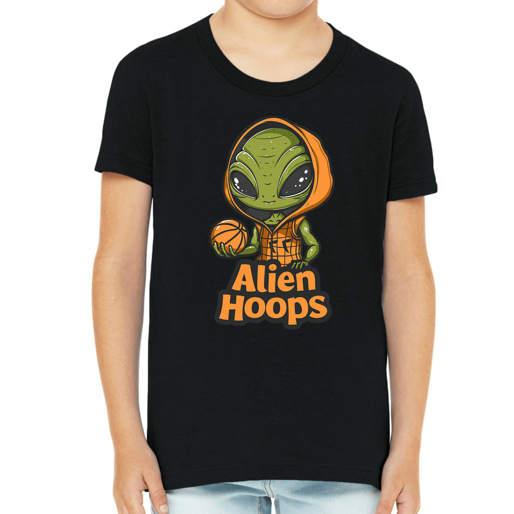 Youth Alien Hoops T-Shirt, kids' cotton tee, durable everyday wear