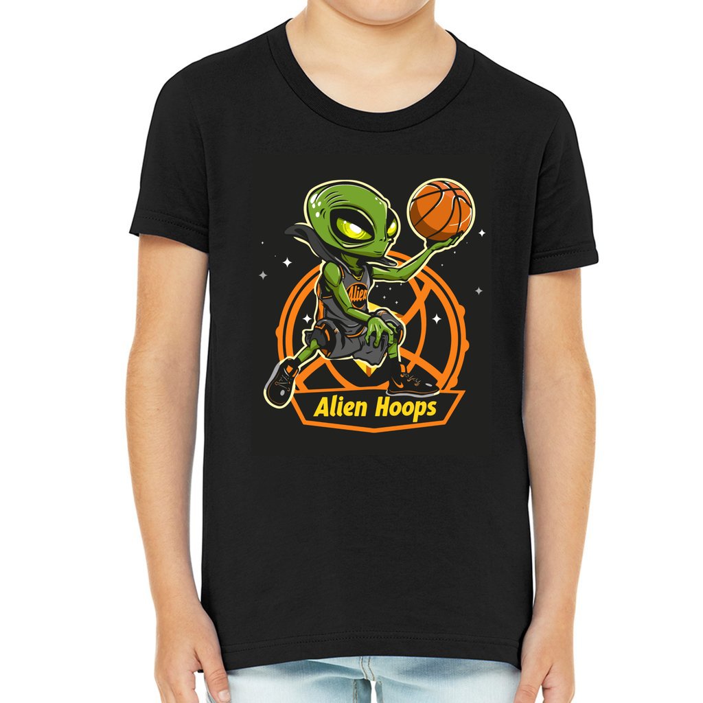 Youth Alien Hoops T-Shirt, kids' cotton tee, durable everyday wear