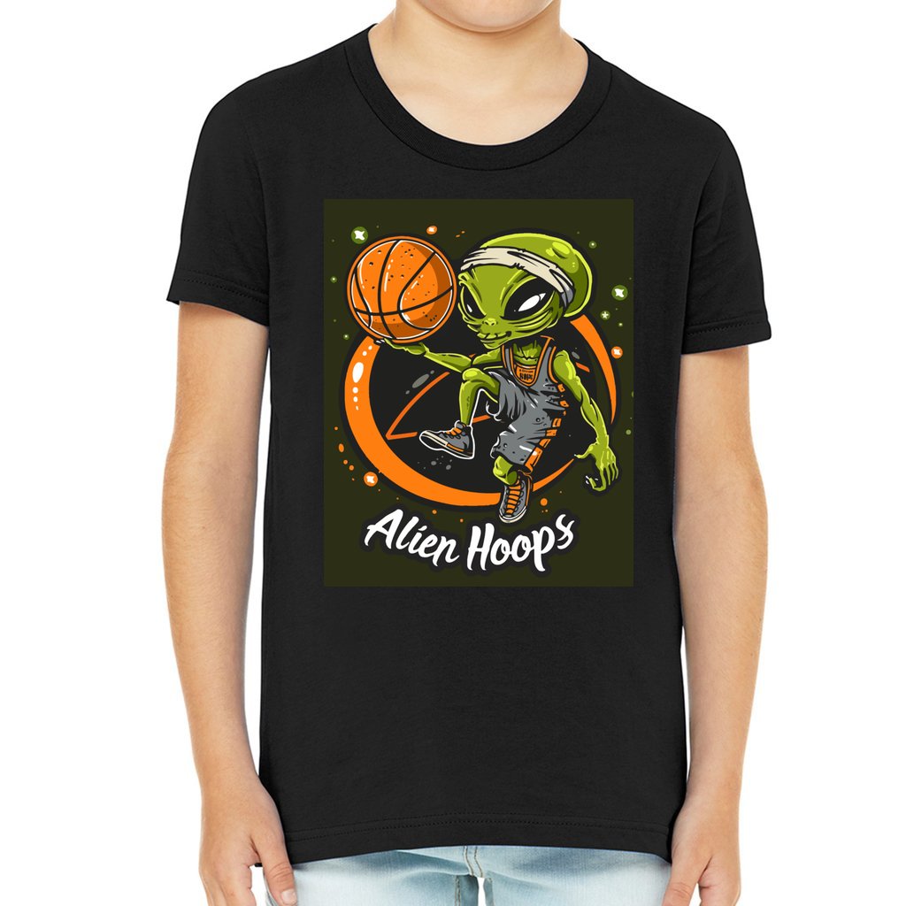 Youth Alien Hoops T-Shirt, kids' cotton tee, durable everyday wear