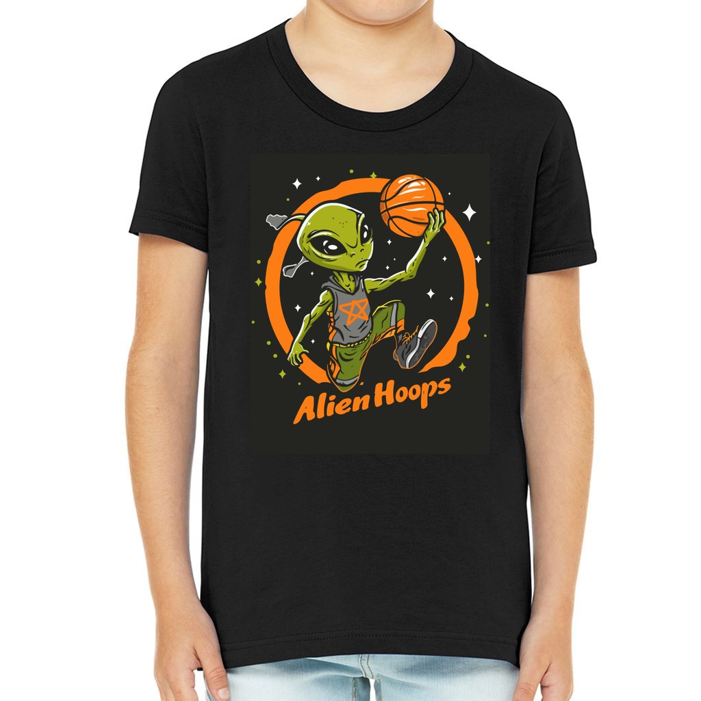 Youth Alien Hoops T-Shirt, kids' cotton tee, durable everyday wear