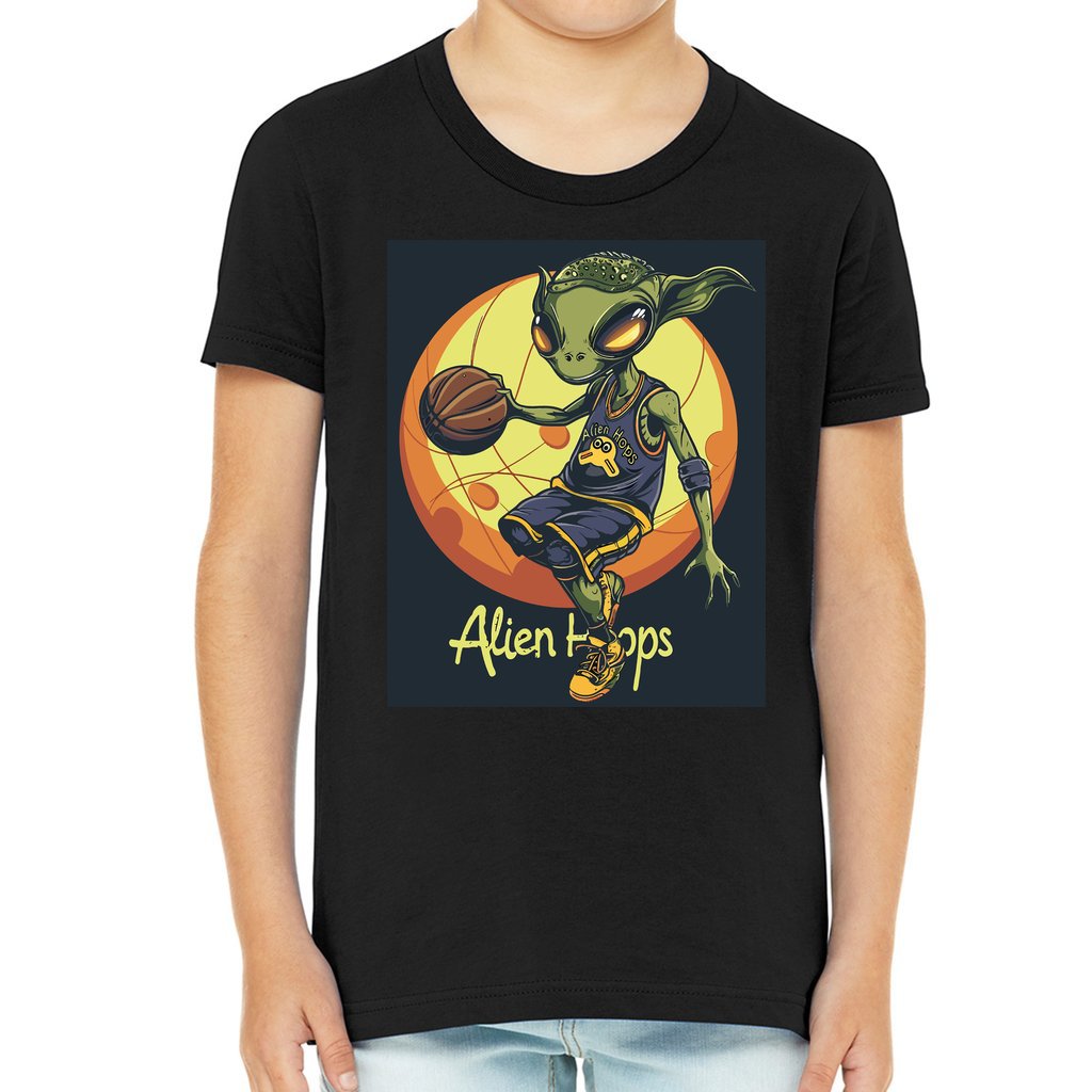 Youth Alien Hoops T-Shirt, kids' cotton tee, durable everyday wear