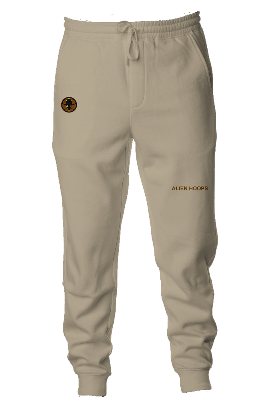 Alien Tech Elite Sweatsuit, Alien Tech Elite Sweatpants, sweatpants, sweatpants, basketball sweatpants, tan and brown, front