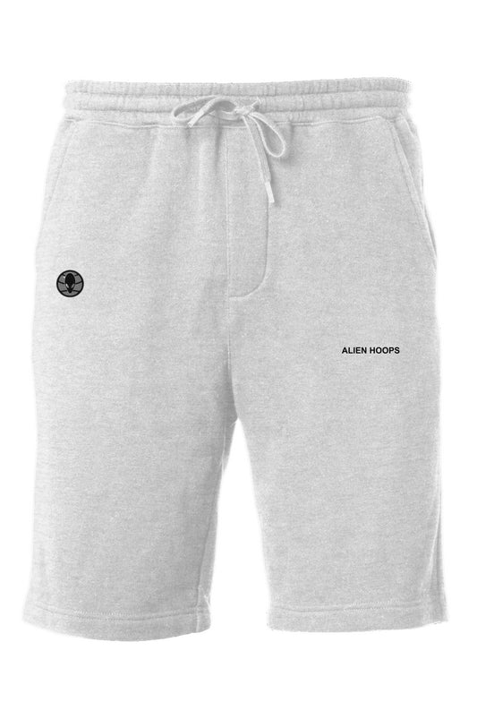 Alien Tech Elite Sweatsuit, Alien Tech Elite Fleece Shorts, shorts, fleece shorts, basketball shorts, alien hoops shorts, gray and black, boy model