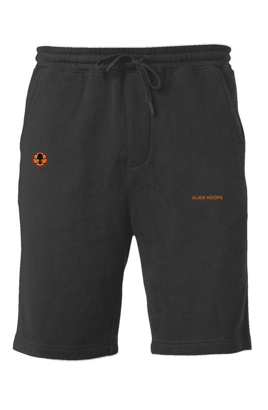 Alien Tech Elite Sweatsuit, Alien Tech Elite Fleece Shorts, shorts, fleece shorts, basketball shorts, alien hoops shorts, black and orange, front