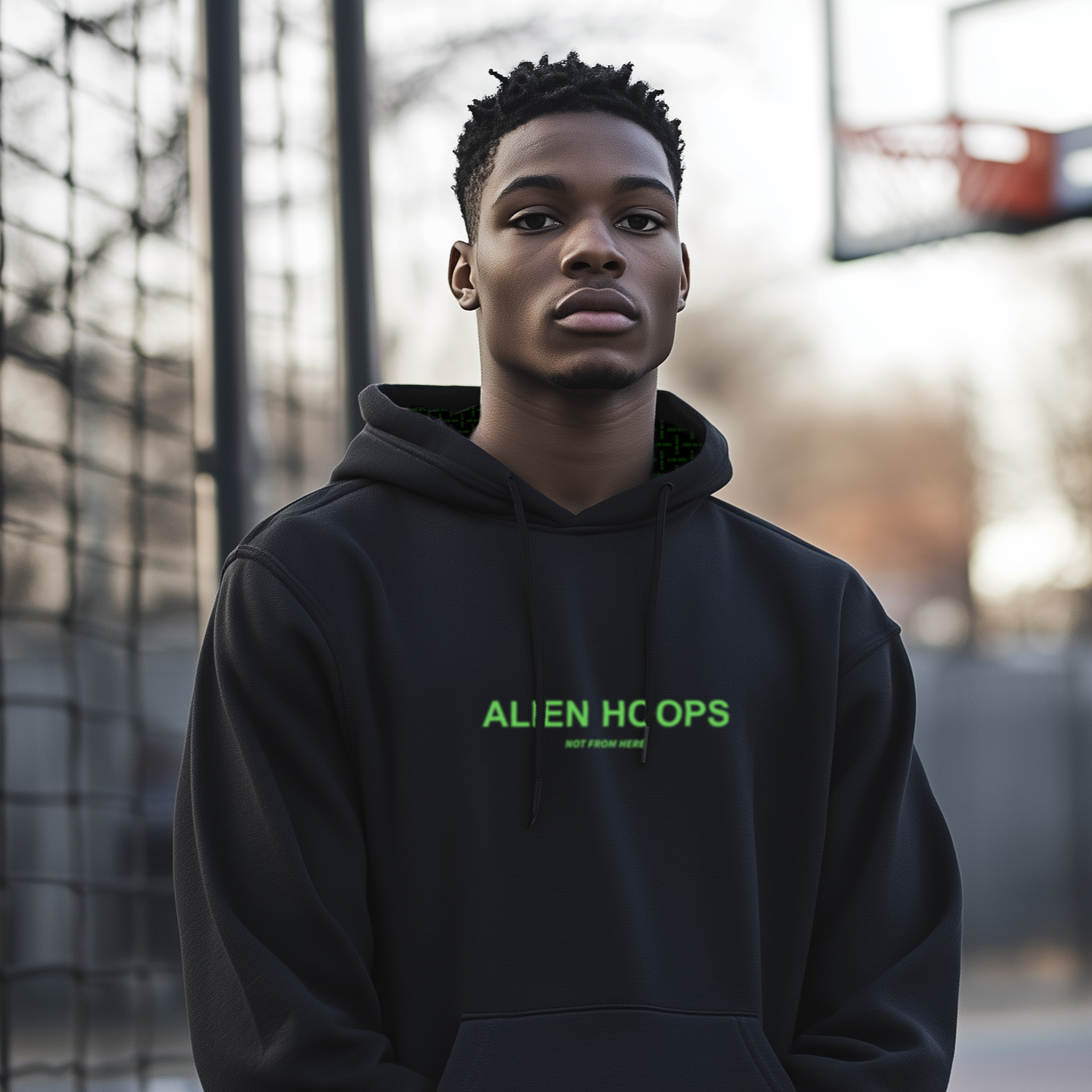 alien hoodie, alien hoops hoodie, Alien Hoops Pull Over Hoodie, basketball hoodie, heavyweight hoodie, mens hoodie, unisex hoodie, warm hoodie, womens hoodie, boy model