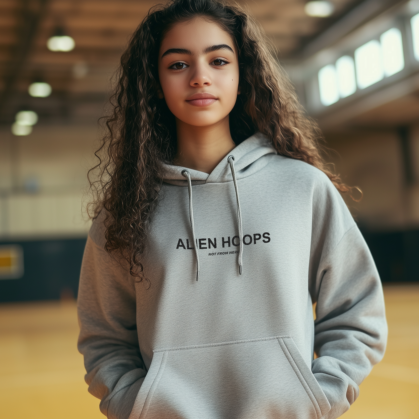 alien hoodie, alien hoops hoodie, Alien Hoops Pull Over Hoodie, basketball hoodie, heavyweight hoodie, mens hoodie, unisex hoodie, warm hoodie, womens hoodie, girl model