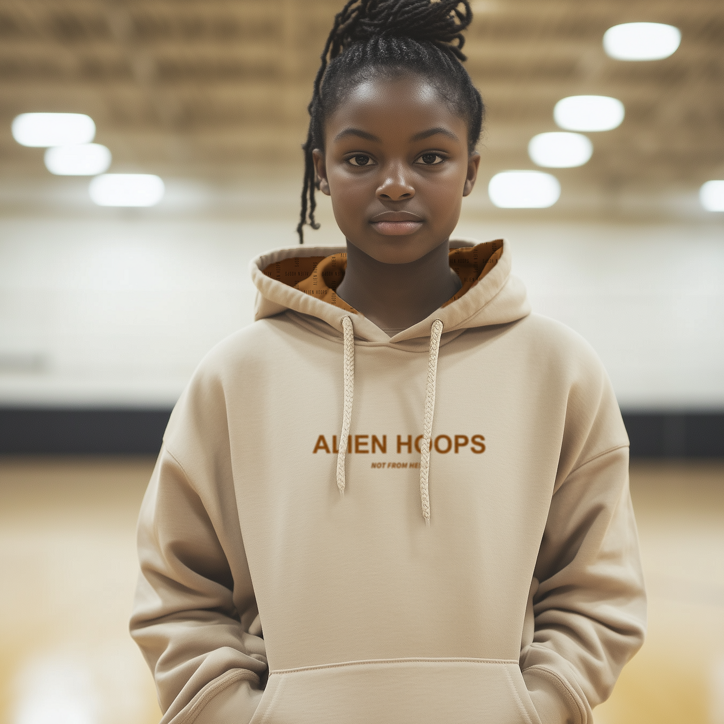 alien hoodie, alien hoops hoodie, Alien Hoops Pull Over Hoodie, basketball hoodie, heavyweight hoodie, mens hoodie, unisex hoodie, warm hoodie, womens hoodie, female model