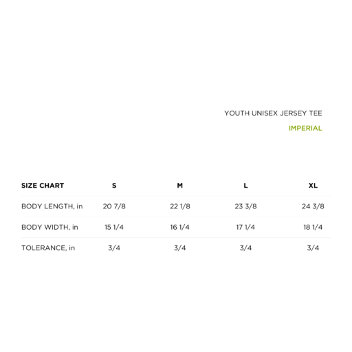 size chart