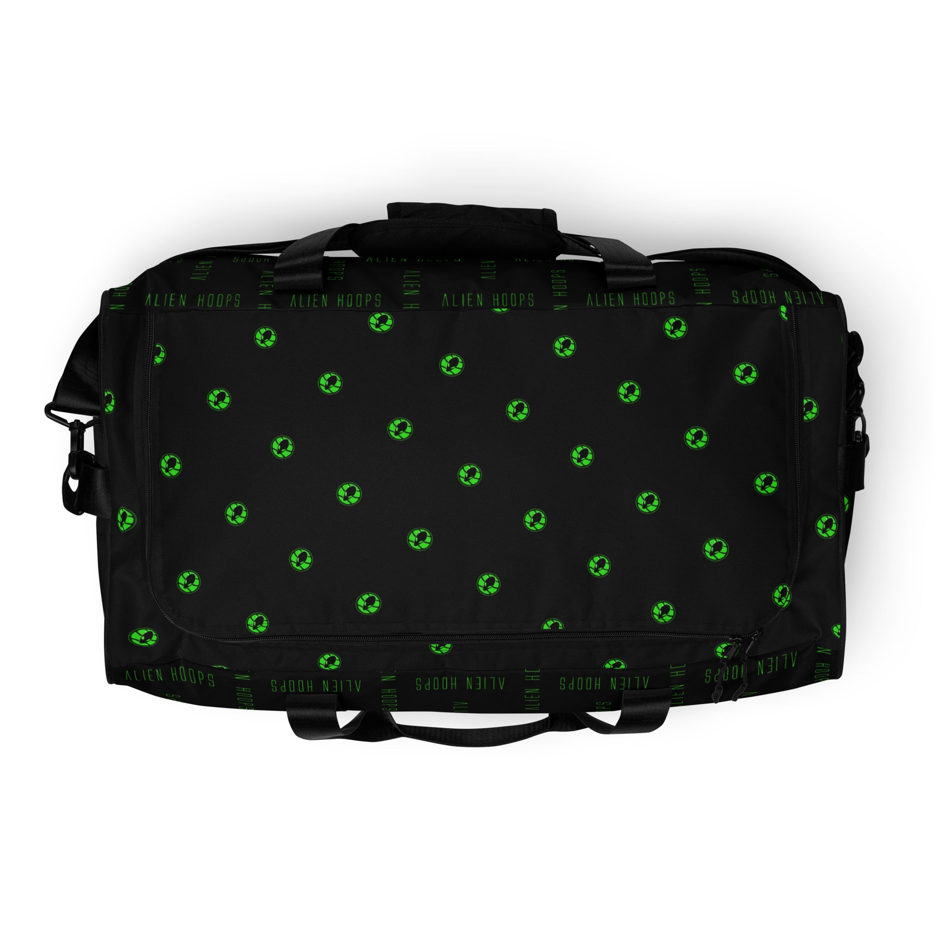 alien hoops elite gym bag, basketball bag, sports tote, gym bag, sports duffel bag, basketball equipment bag, top view