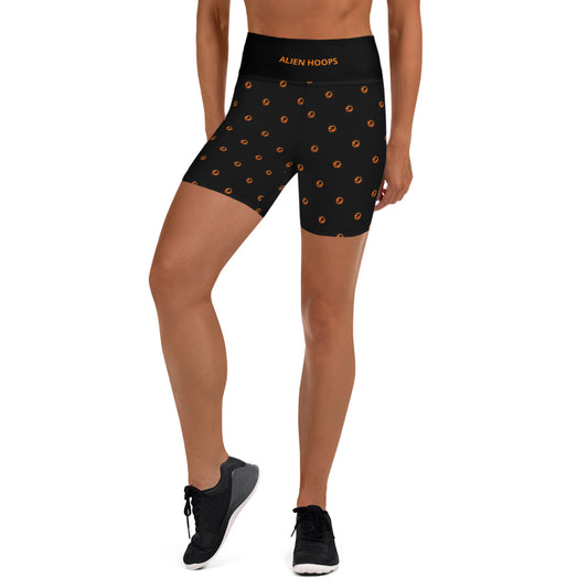 Women's Sport Shorts, High Waist Shorts, Alien Hoops Shorts