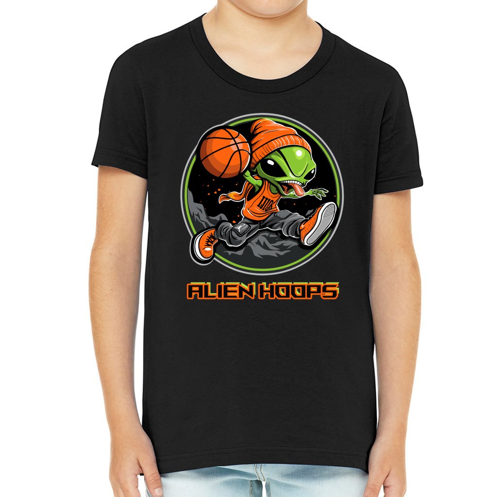 Youth Alien Hoops T-Shirt, kids' cotton tee, durable everyday wear