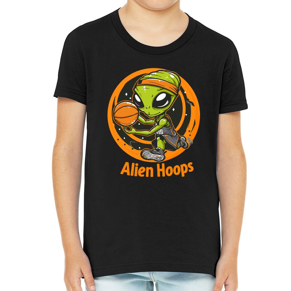 Youth Alien Hoops T-Shirt, kids' cotton tee, durable everyday wear