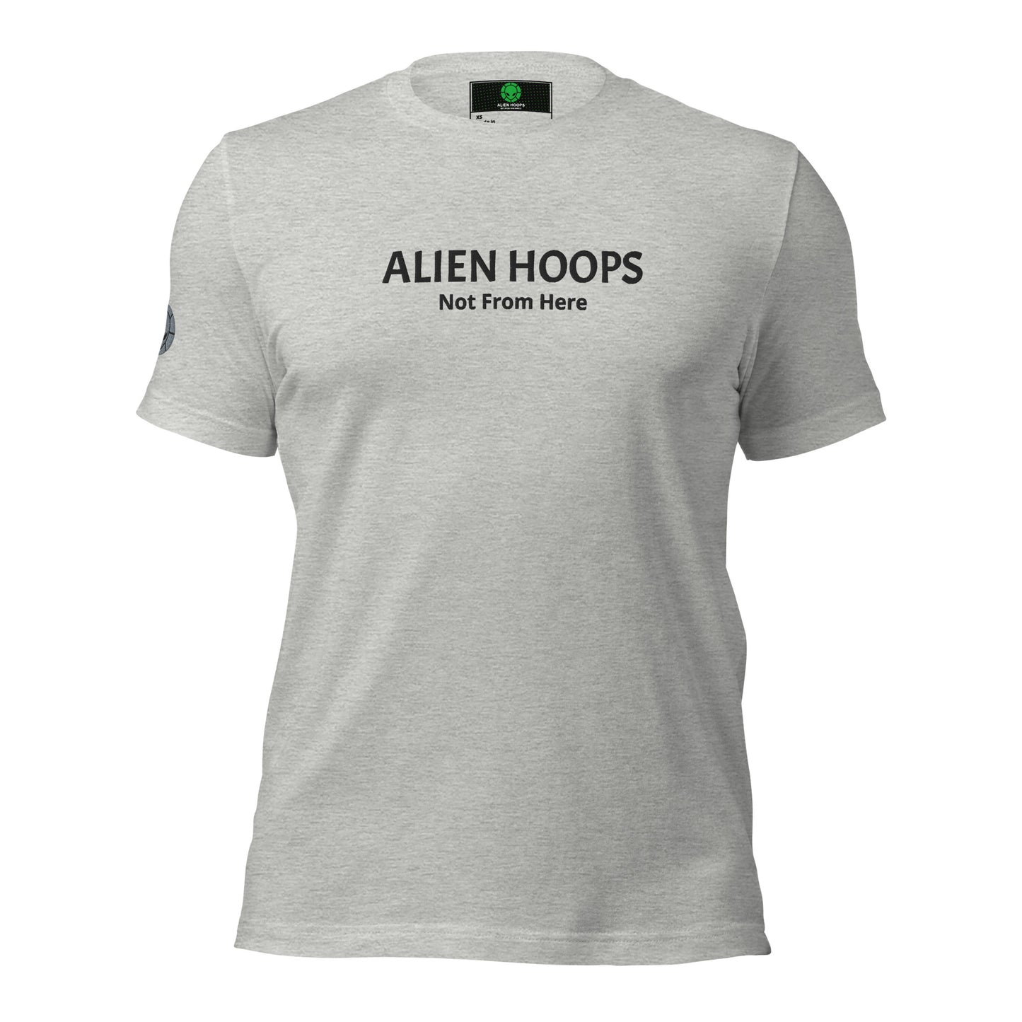 alien hoops not from here t-shirt, alien hoops, soft style t-shirt, basketball t-shirt, not from here t-shirt, alien hoops tees, front