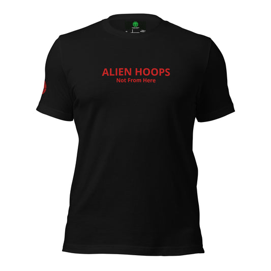 alien hoops not from here t-shirt, alien hoops, soft style t-shirt, basketball t-shirt, not from here t-shirt, alien hoops tees, front