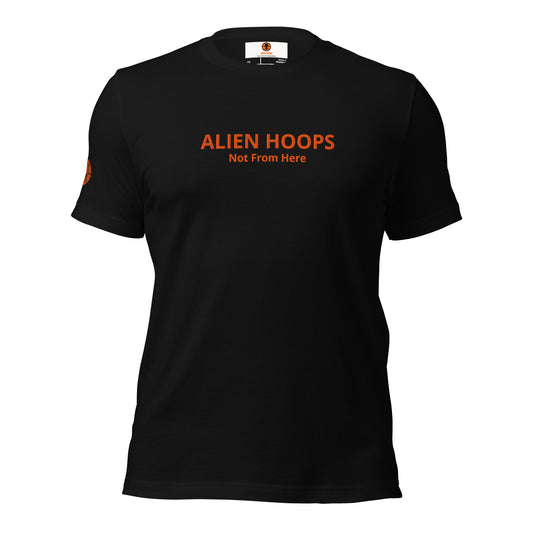 alien hoops not from here t-shirt, alien hoops, soft style t-shirt, basketball t-shirt, not from here t-shirt, alien hoops tees, front