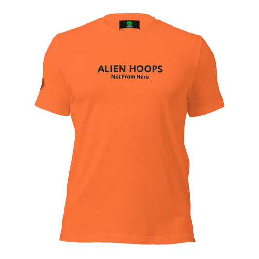 alien hoops not from here t-shirt, alien hoops, soft style t-shirt, basketball t-shirt, not from here t-shirt, alien hoops tees, front