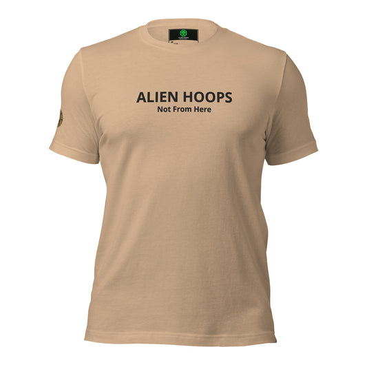 alien hoops not from here t-shirt, alien hoops, soft style t-shirt, basketball t-shirt, not from here t-shirt, alien hoops tees, front